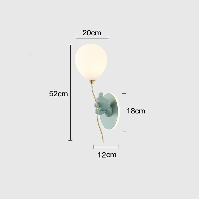 Creative and personalized cartoon children's room, bedroom, bedside wall lamp, artistic bear atmosphere wall light fixture