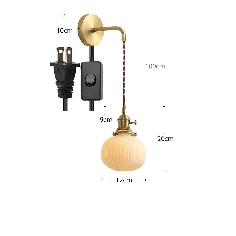 Applique murale dorée moderne céramique fil ajustable LED