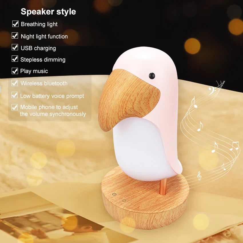 Toucan oiseau veilleuse Usb Rechargeable Lampe de Table Bluetooth Lampe chambre décor cadeau de noël pour enfants éclairage intérieur