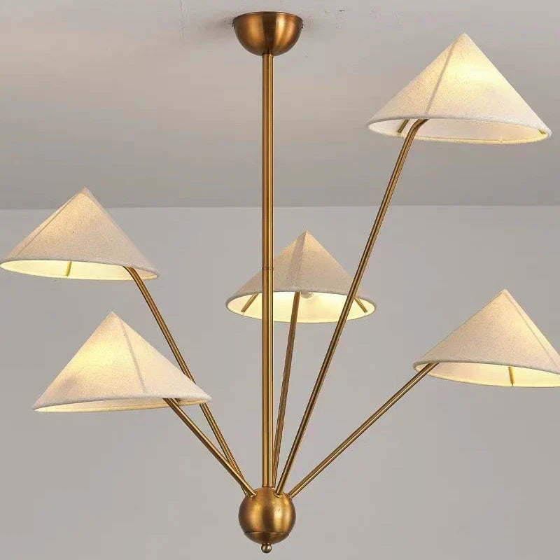lustre moderne en tissu avec abat-jour créatif et éclairage led