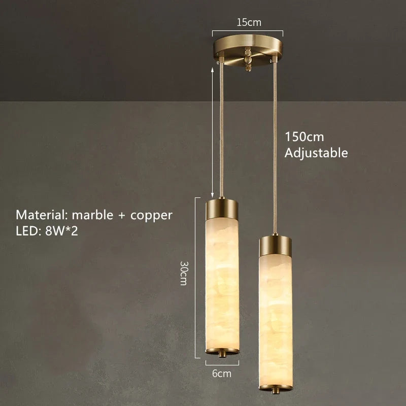 suspension LED en marbre et laiton avec cordon réglable