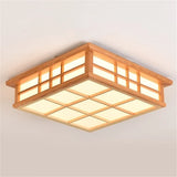 plafonnier carré en bois japonais led moderne restaurant