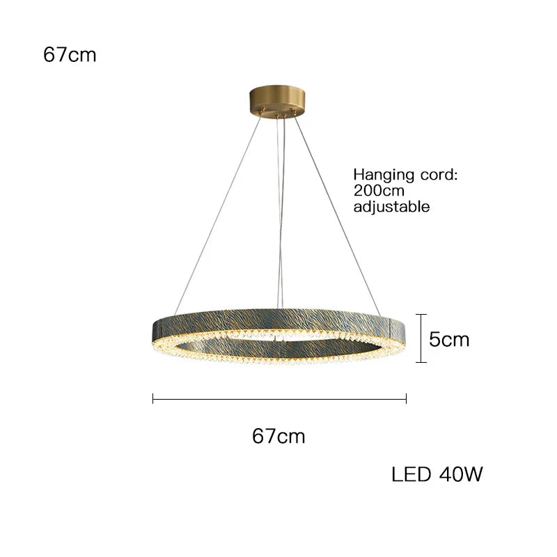 lustre en cristal et cuivre à led dimmable design moderne