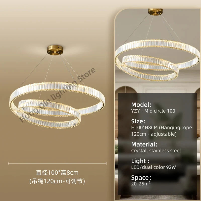 suspension led moderne en cristal design élégant et réglable