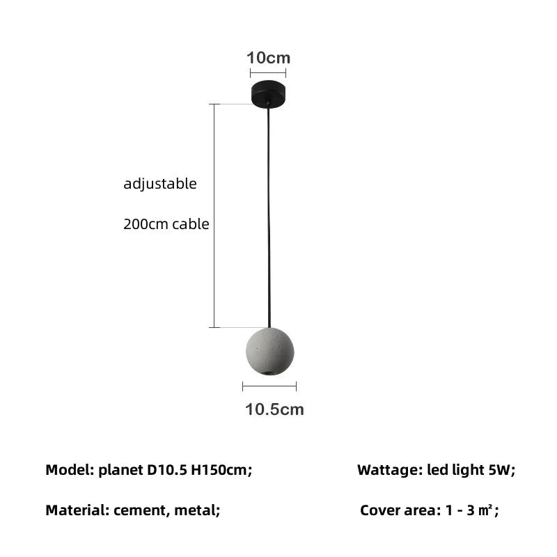 lustre moderne nordique led créatif design lune planète