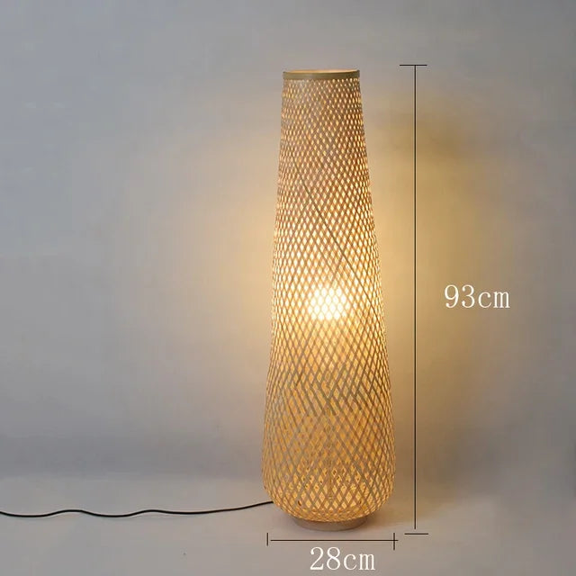 lampadaire en rotin naturel fait main pour intérieur et extérieur