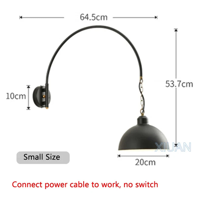 Long Pole Wall Lamps Industrial Vintage Living Room Wall Light Long Swing Arm Restaurant Dining Table Wall Mount Lights Black
