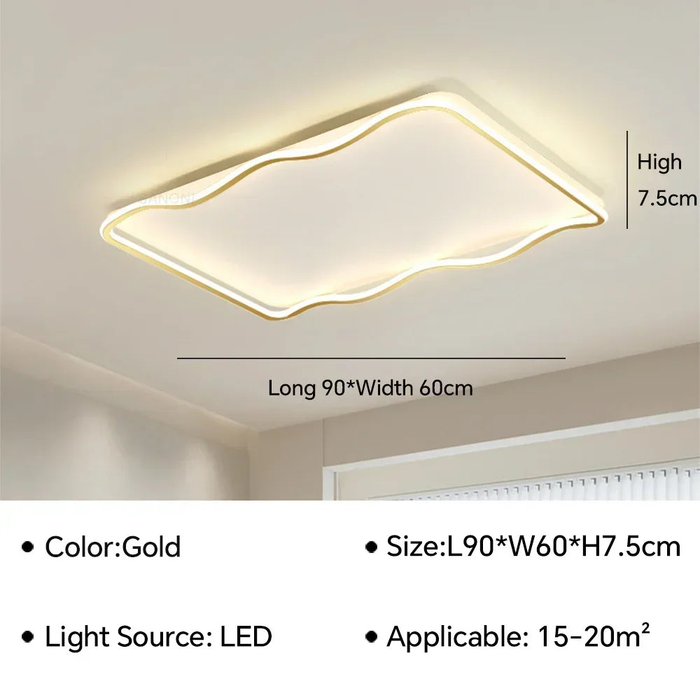 lustre moderne à leds pour décoration intérieure simple vague