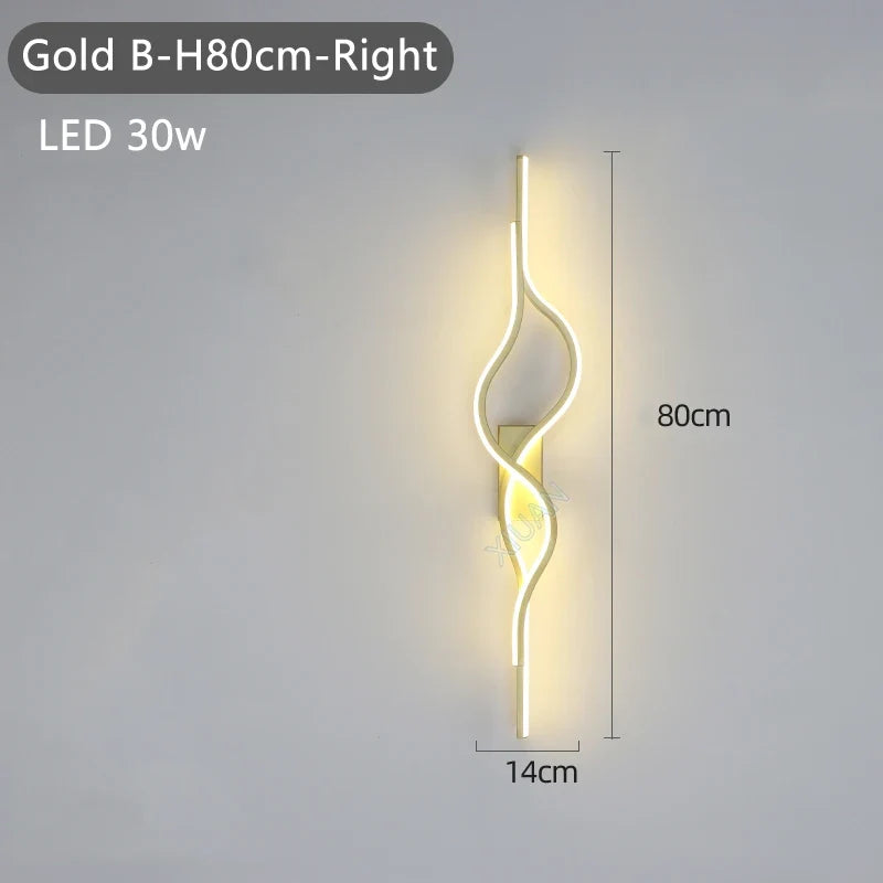Modern Living Room Long Wall Lights with Anlter Design Gold Black TV Background Decorative Wall Lamp for Bedroom Remote Control
