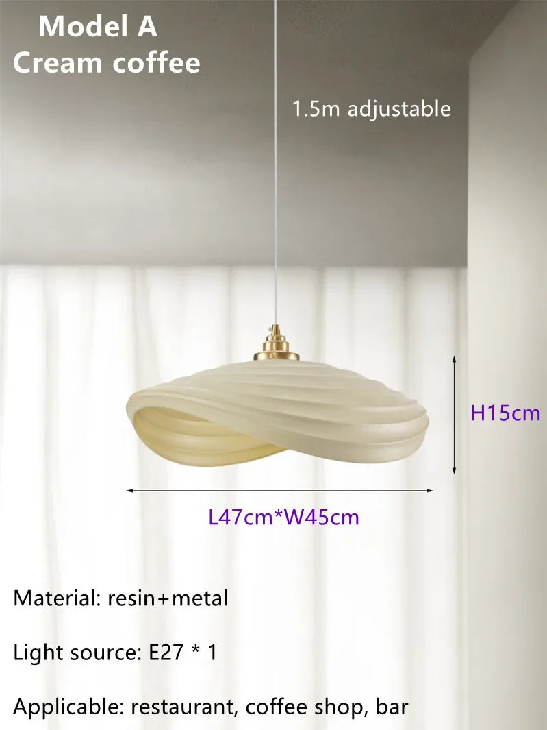 Nordic Minimalist Wabi Sabi Cream Style LED Dining Room Cafe Pendant Light Restaurant Bar Loft Home Decor Lamp Stairs Chandelier