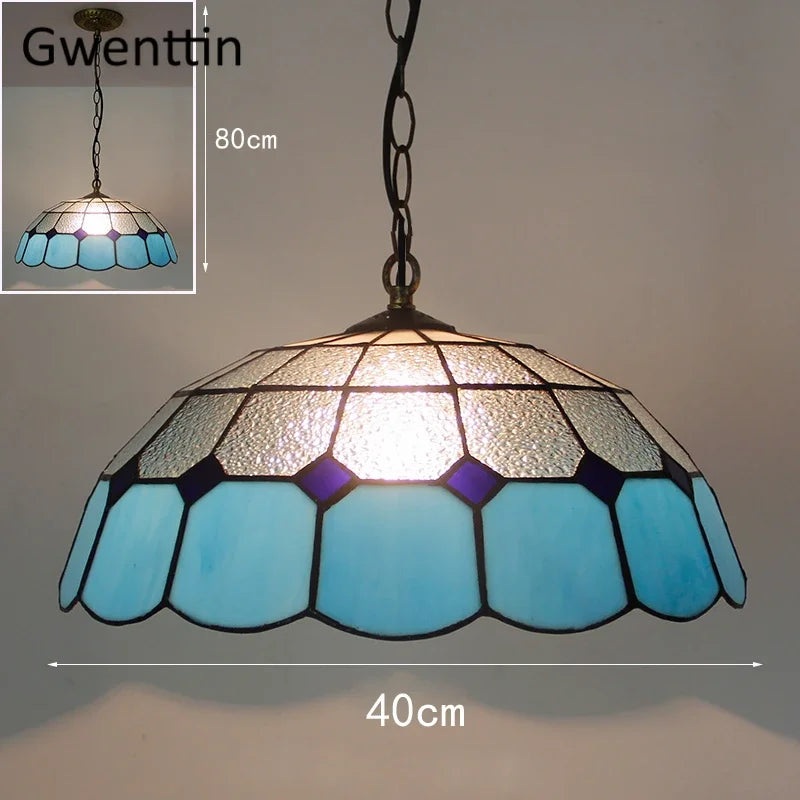 suspension en verre teinté style tiffany pour décoration intérieure