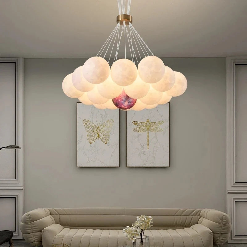 lustre nordique boule de verre planète lune imprimé en 3d éclairage créatif