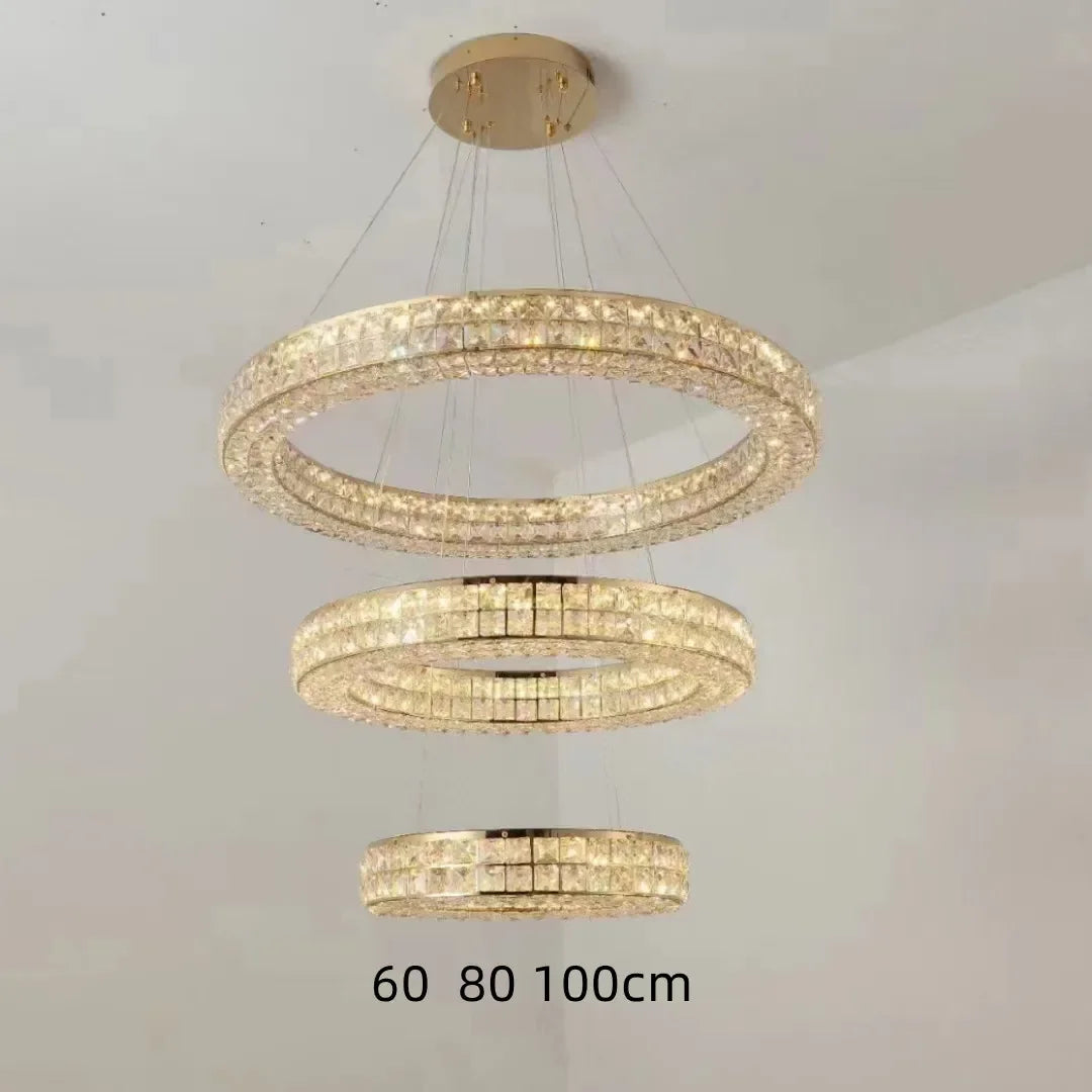 lustre en cristal transparent à led pour décoration intérieure moderne