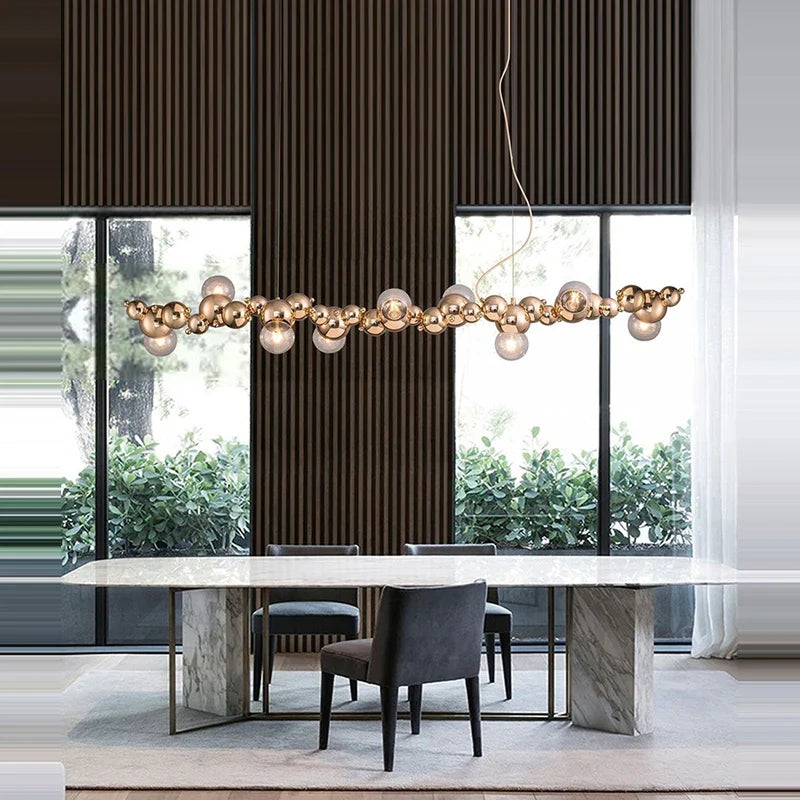 lustre moderne créatif en boule de bulles style nordique chromé