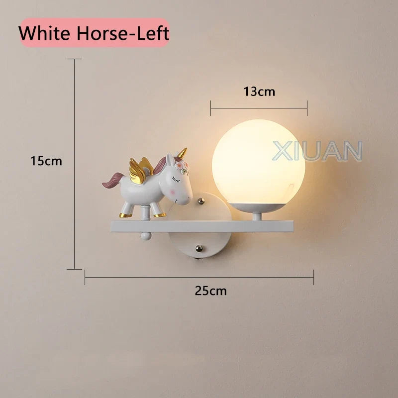 applique murale enfant avec motifs princesse cheval et lapin