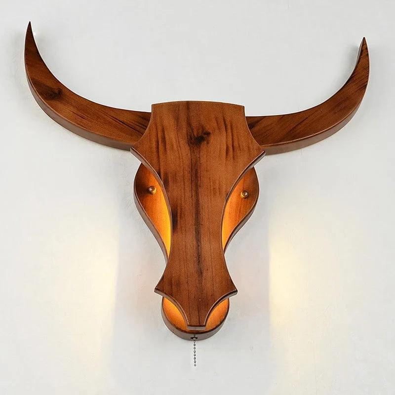 applique murale led style animal vache en bois vintage moderne