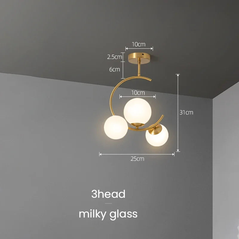 220V 110V Small Chandelier Nordic Round Pendant Light Gold Glass Ball Light for Living Room Dinning Room Kitchen Bedroom