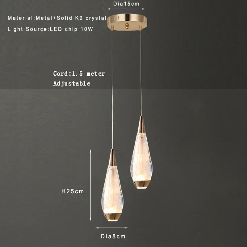 Lamp Modern 3-Lights Kitchen Island Pendant Lighting, Mini LED Light Fixtures Gold Crystal Hanging Light Fixture For Bedside R