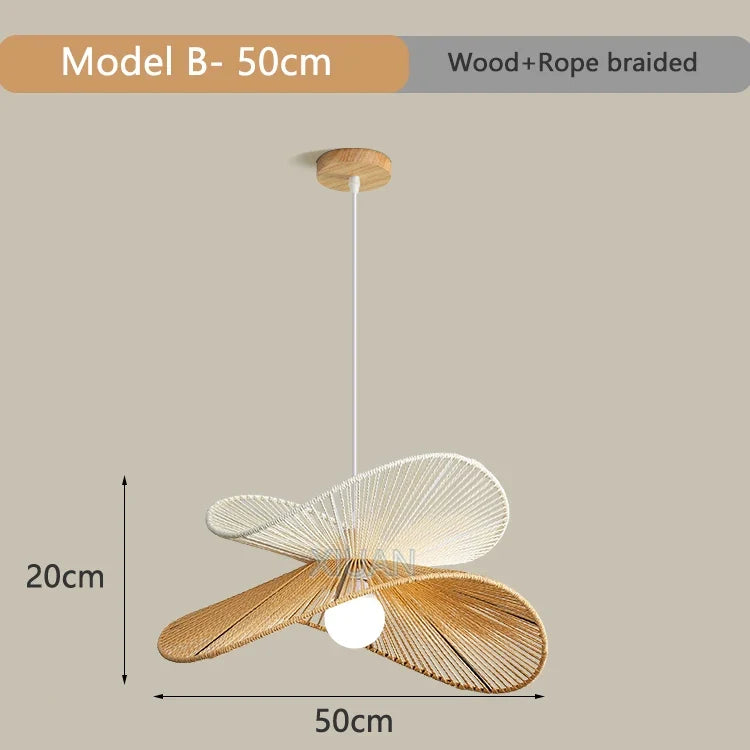 suspension japonaise tressée à la main luminaire décoratif en bois