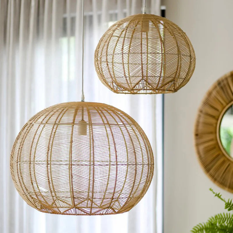 suspension lumières en bambou chinois japonais zen créatif rotin