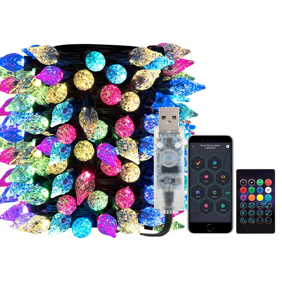 guirlande lumineuse usb ws2812b décorative pour fêtes et anniversaires