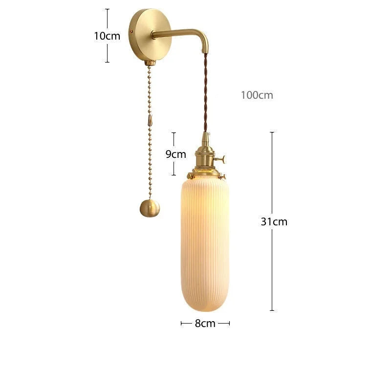 Applique murale dorée moderne céramique fil ajustable LED