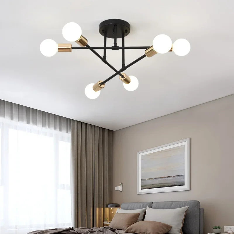 Moderne Créatif LED Plafonnier Lustre Spoutnik Lumière Semi-intégré Nordique Décor À La Maison Luminaires pour Chambre Salon
