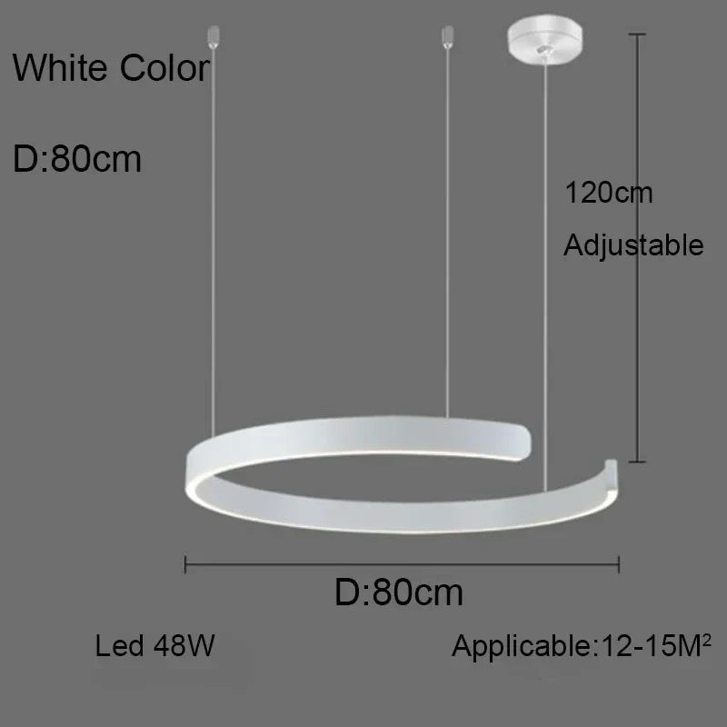 lustre à anneau en c design allemand avec couleurs changeantes