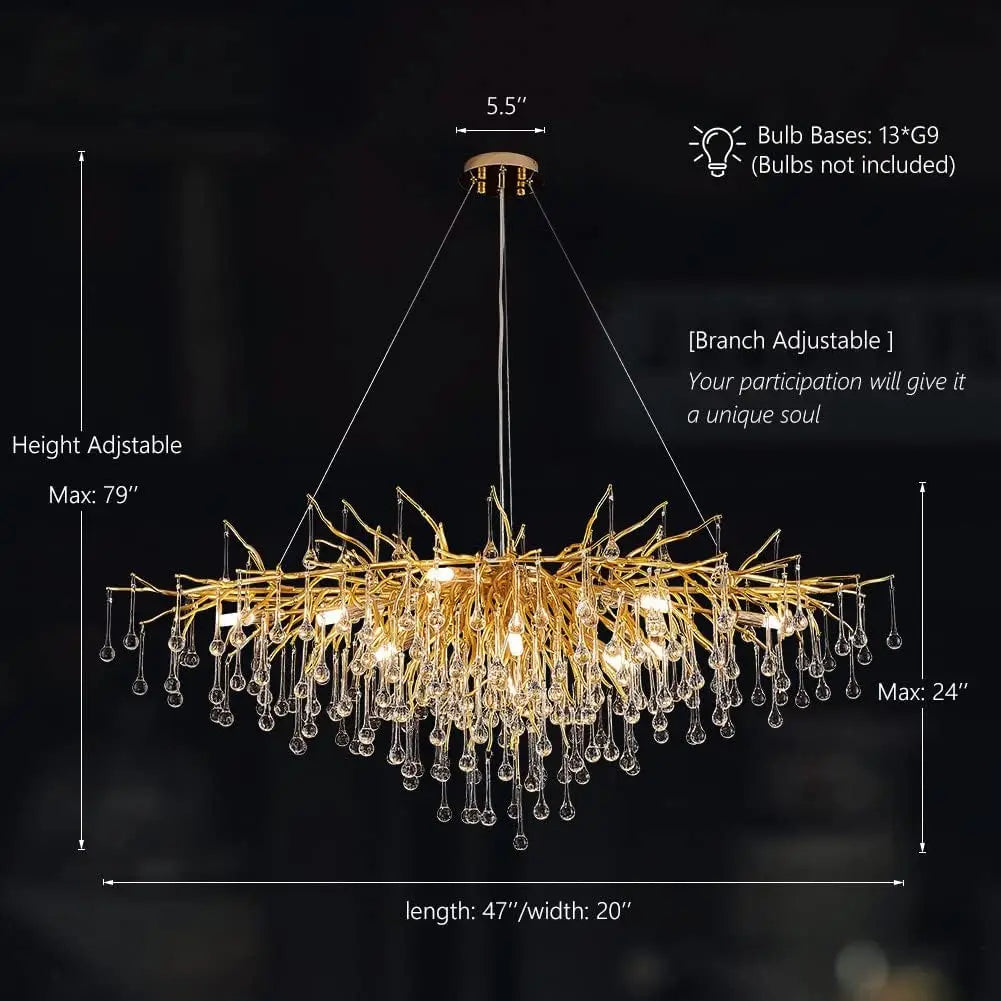 lustre moderne cristal goutte de pluie design élégant pour intérieur décoratif