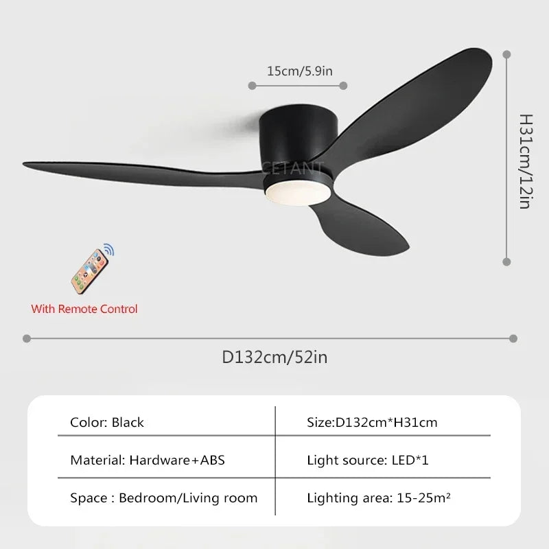 plafonnier ventilateur lumineux avec télécommande design nordique