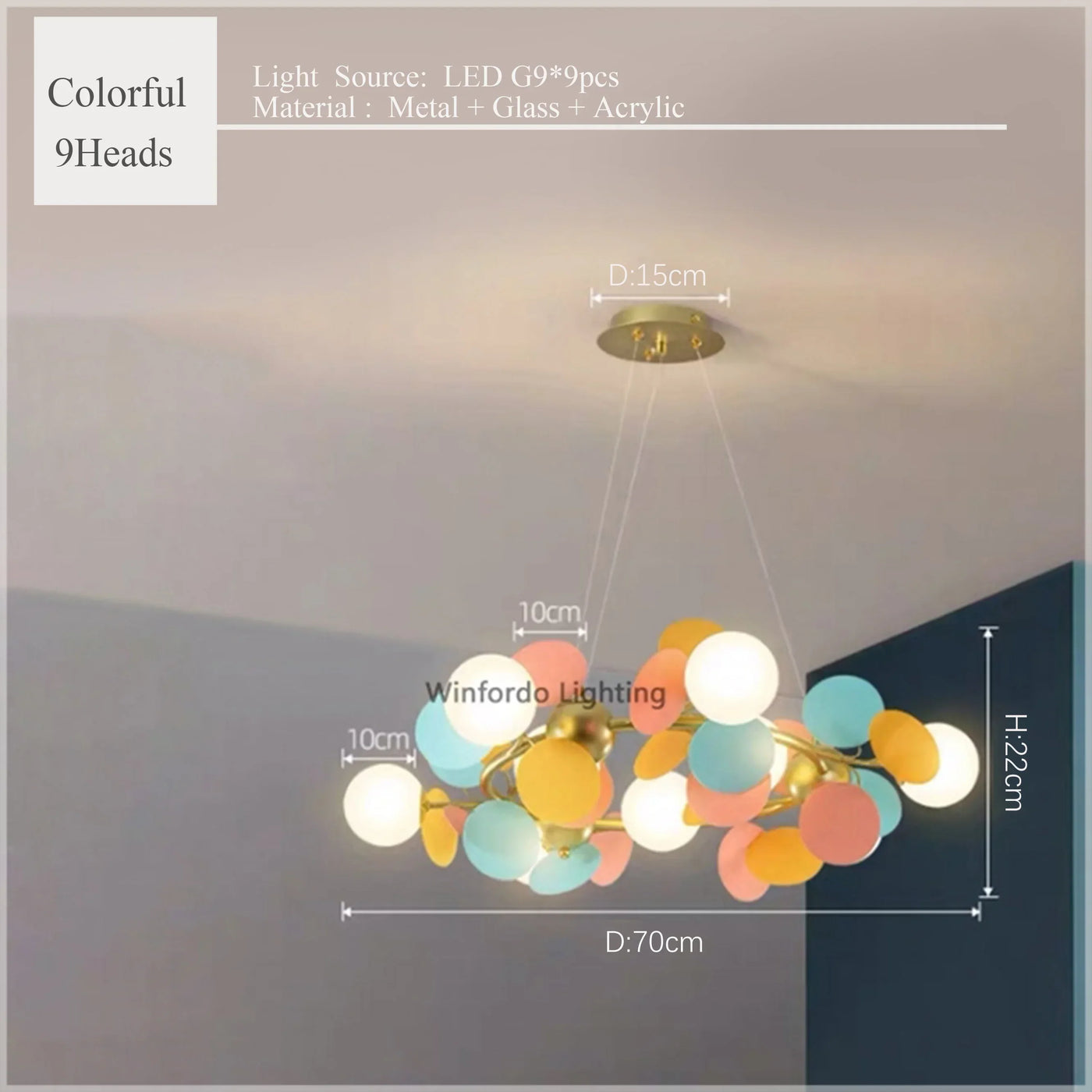 2024Modern Colored Leaf Chandelier LED for Kid’s Bedroom Living Room Diningroom Master Bedroom Bar Hanging Lamp