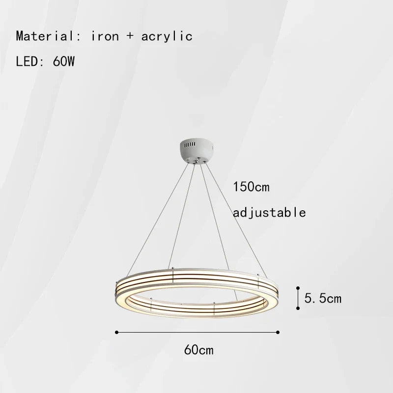lustre art déco 	 style avec anneau luminaires suspendus fil réglable