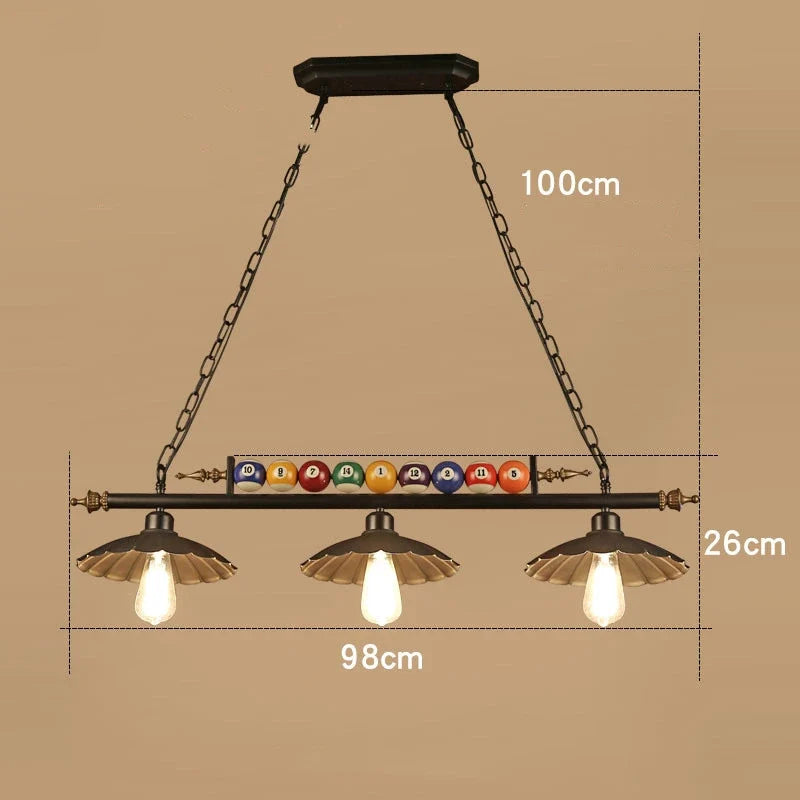 lustre vintage industriel en forme de boule de billard avec abat-jour en verre