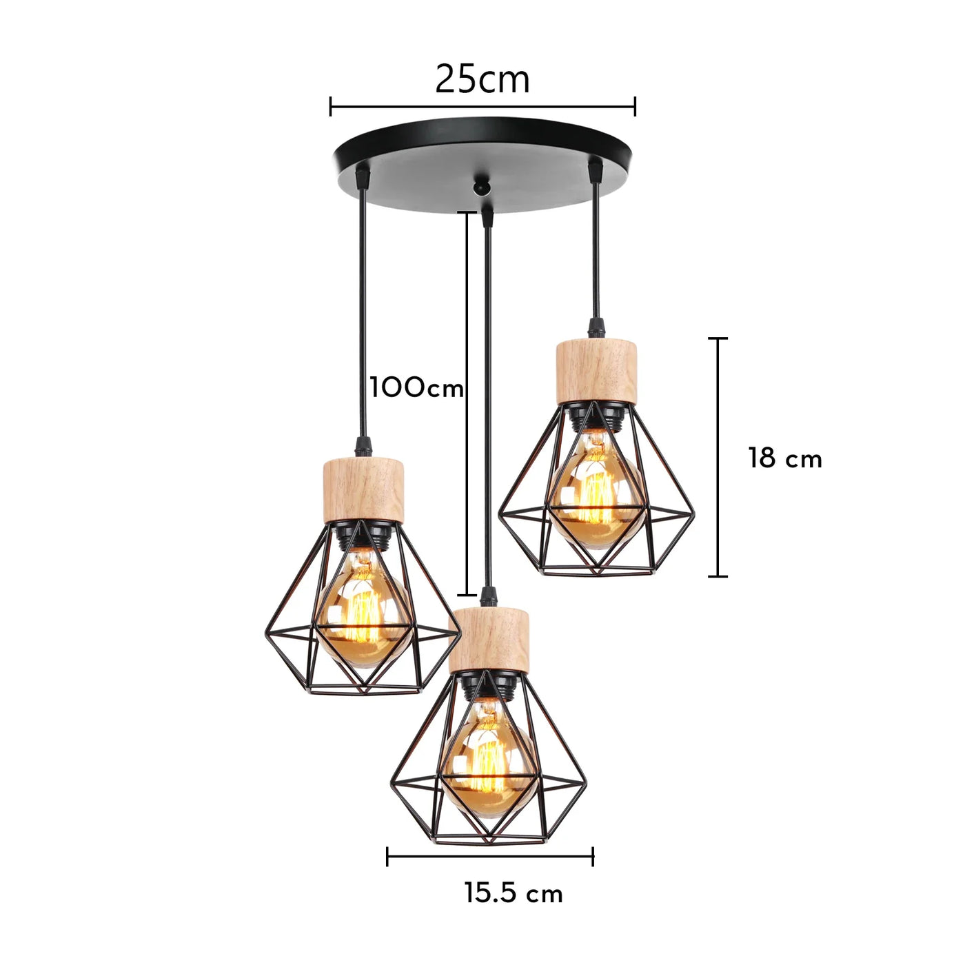 suspension vintage en bois luminaire led suspendu