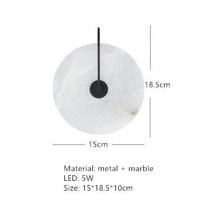 applique murale led dorée en métal et marbre naturel pour éclairage moderne