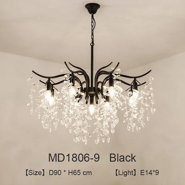 lustre nordique led en cristal de luxe décoration