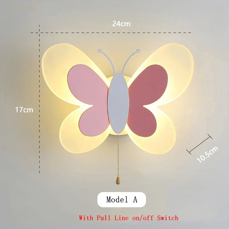applique murale créative papillon dessin animé lumière led enfants
