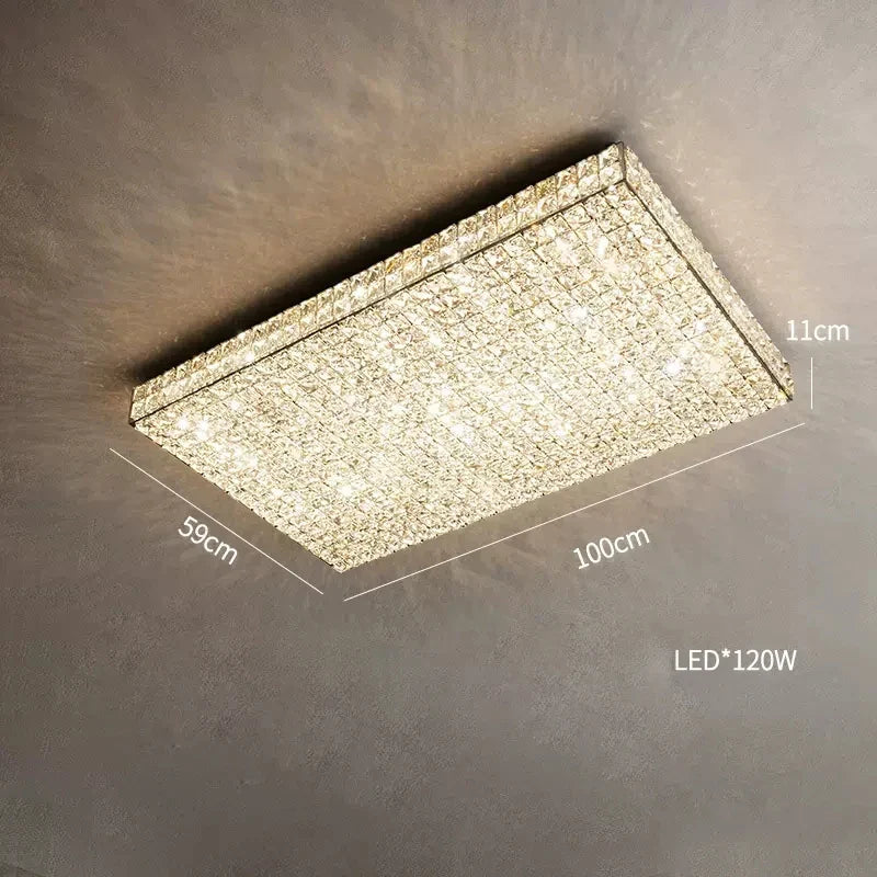 plafonnier led art déco carré cristal design moderne élégant