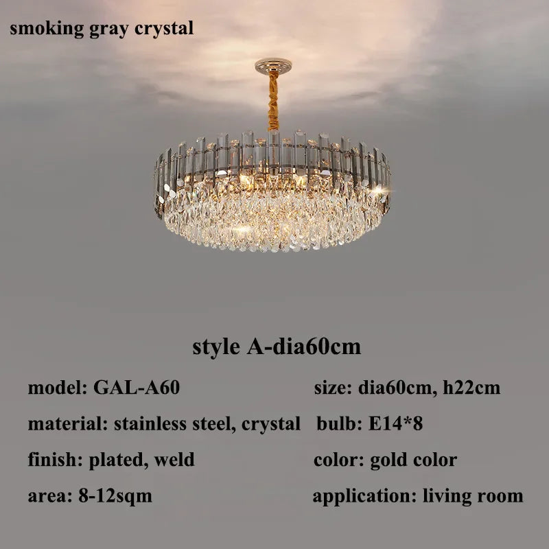lustre de luxe moderne en cristal transparent pour décoration intérieure