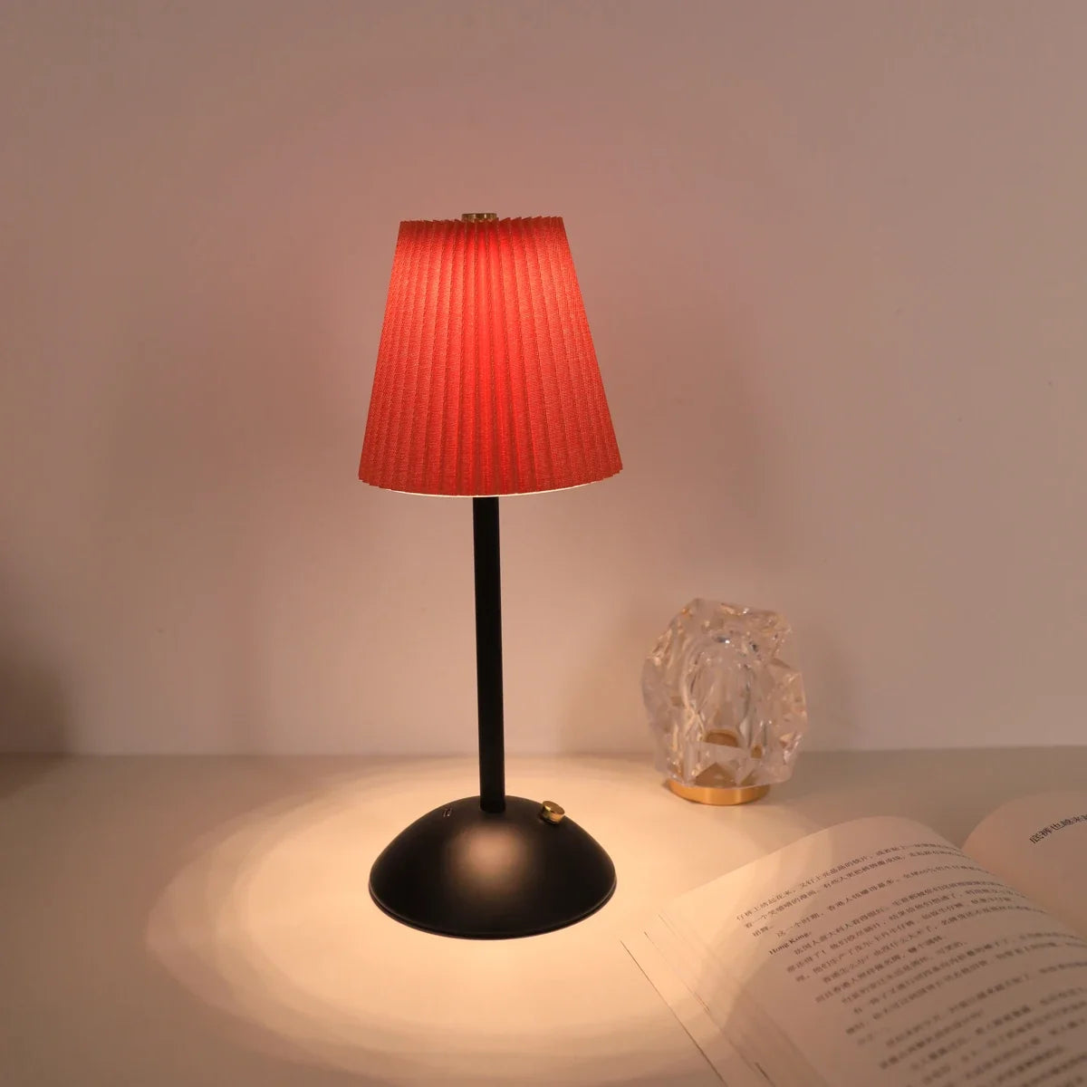 LED Nordic pleated desk lamp charging touch adjustable night light, bedroom sleep light, bar coffee shop decorative light