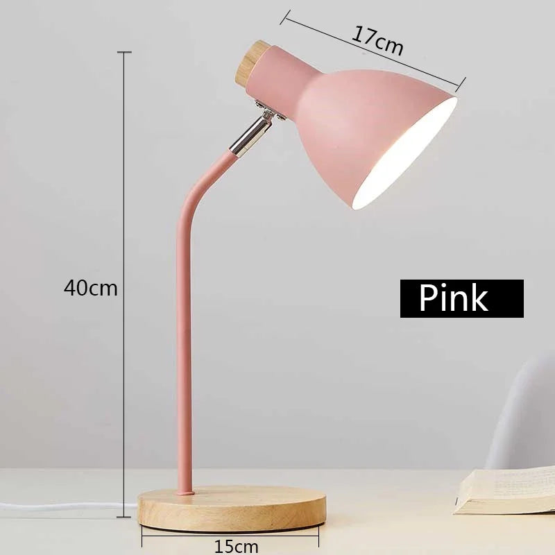lampe de table led en bois et fer art nordique protection des yeux