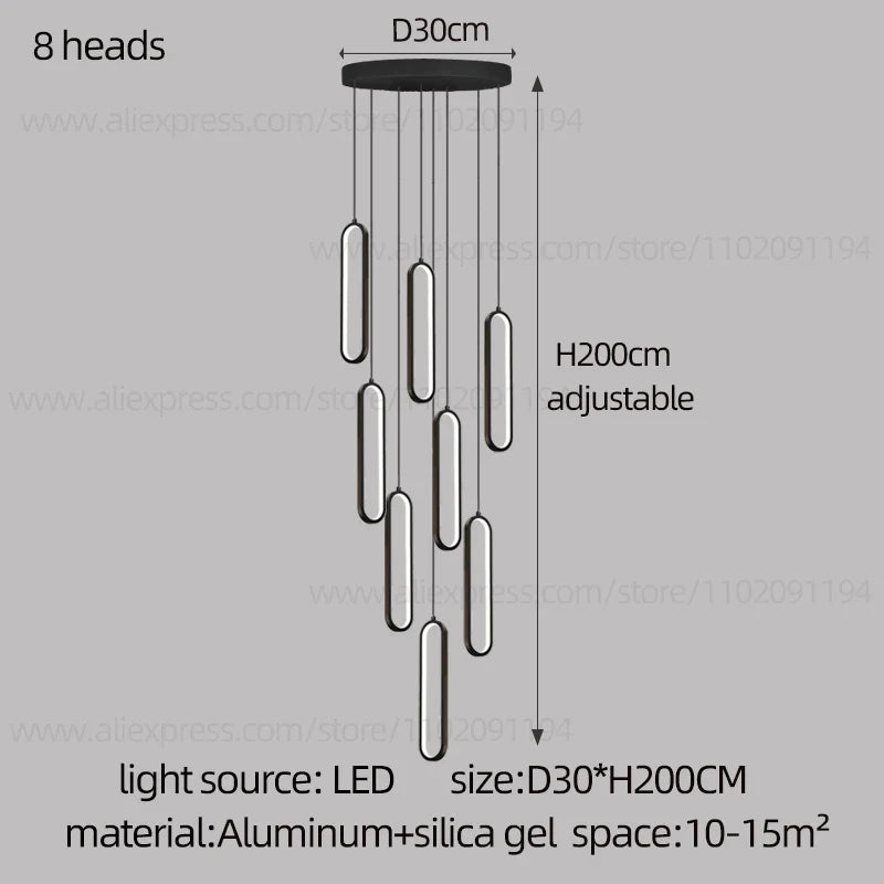 lustre ovale led minimaliste pour duplex hôtel penthouse