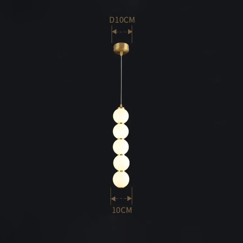 Suspension design à led boule verre or brillant