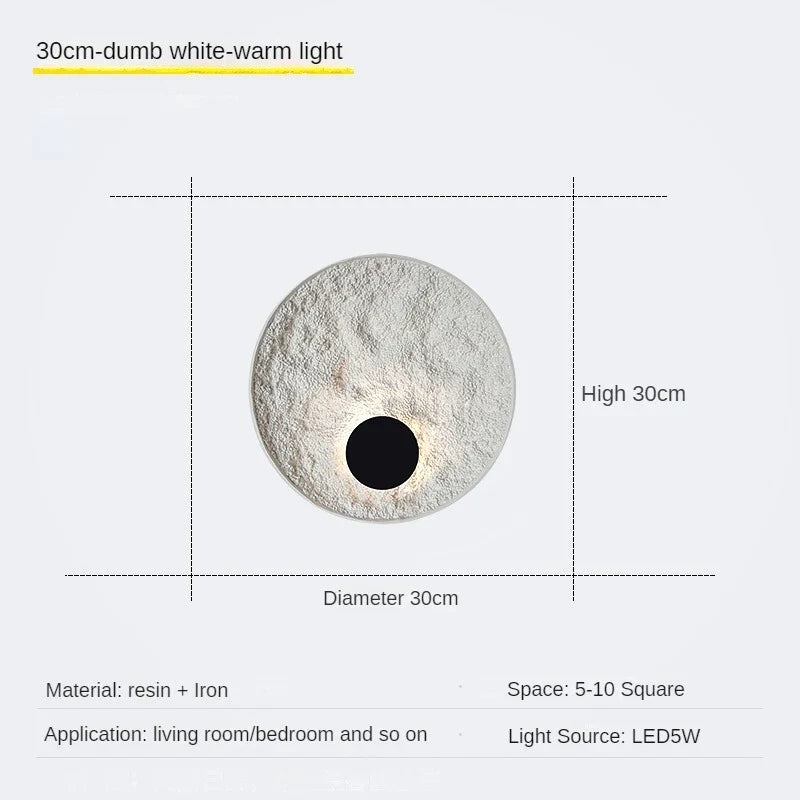 applique murale lune moderne en résine décorative à led
