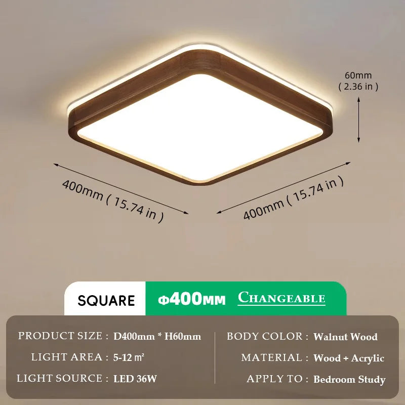 Walnut Wood Ceiling light, Wabi-sabi Simple Modern Vintage style, Bedroom lighting for Bathroom, Bedroom, dining room, Study