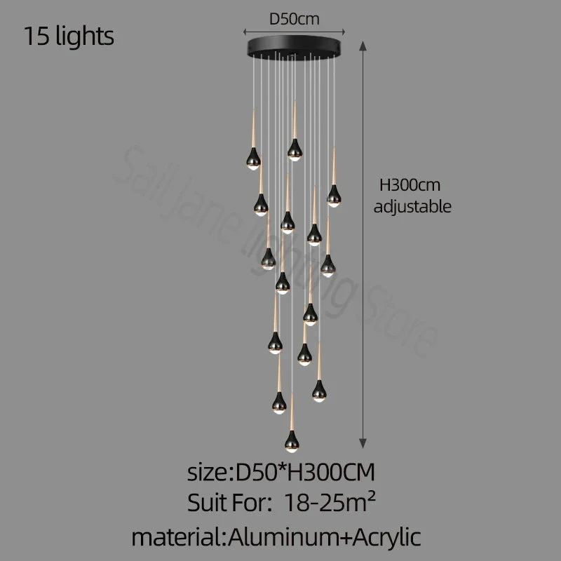 lustre long nordique moderne creux idéal pour loft hôtel appartement