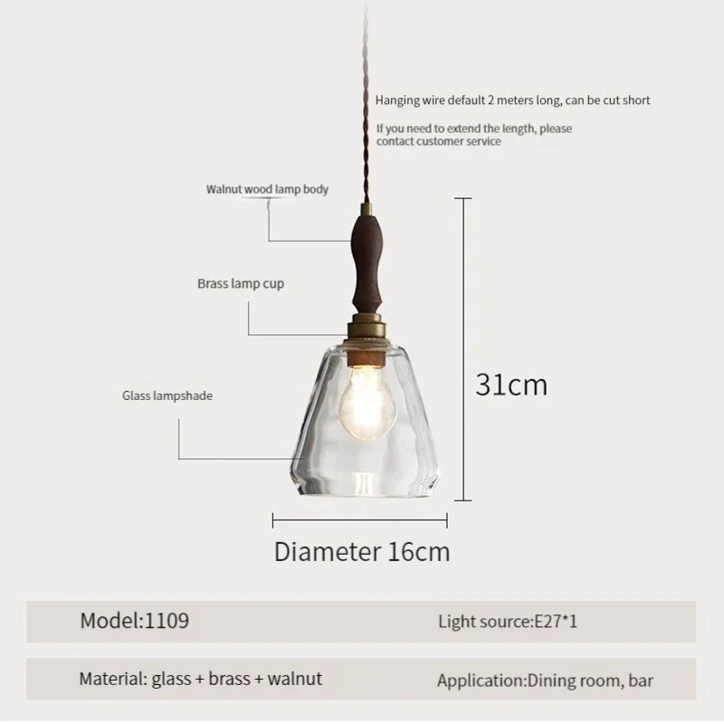 suspension luminaire moderne en bois verre et laiton