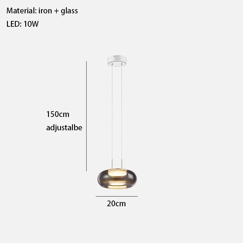 Suspension en verre fumé gris en forme de galet aplati — Bisquine