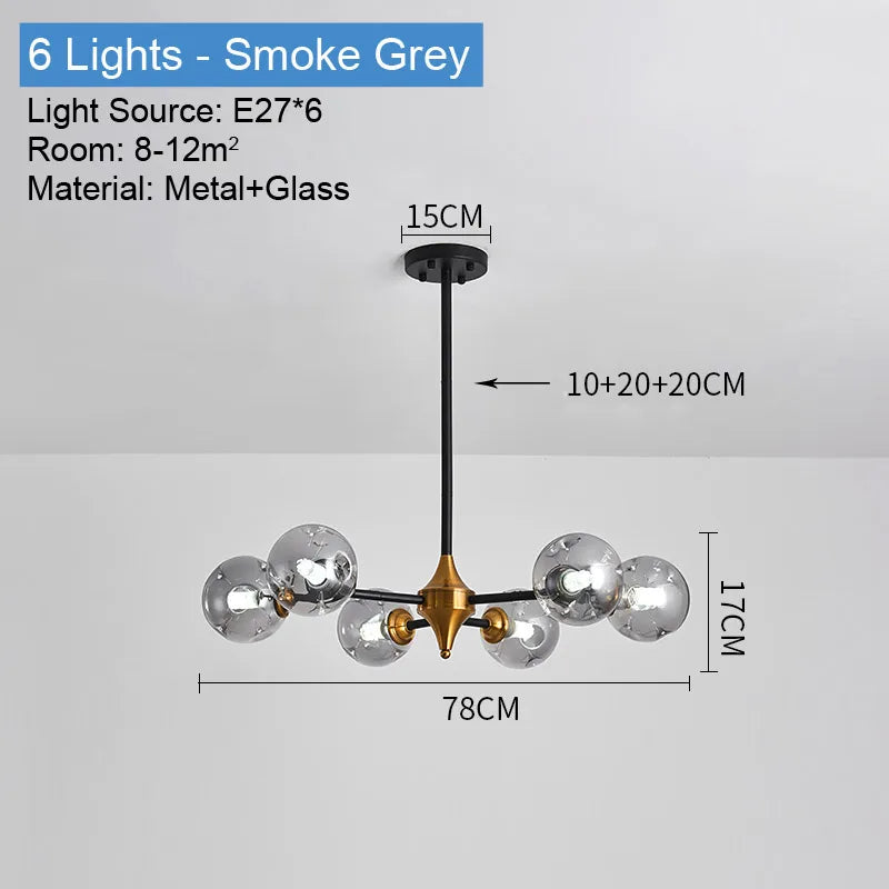 plafonnier led suspendu boule de verre design moderne luminaire intérieur