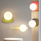 applique murale moderne à led avec interrupteur en verre pour chambre d'enfant